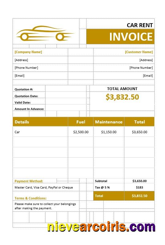 Car Rental Invoice